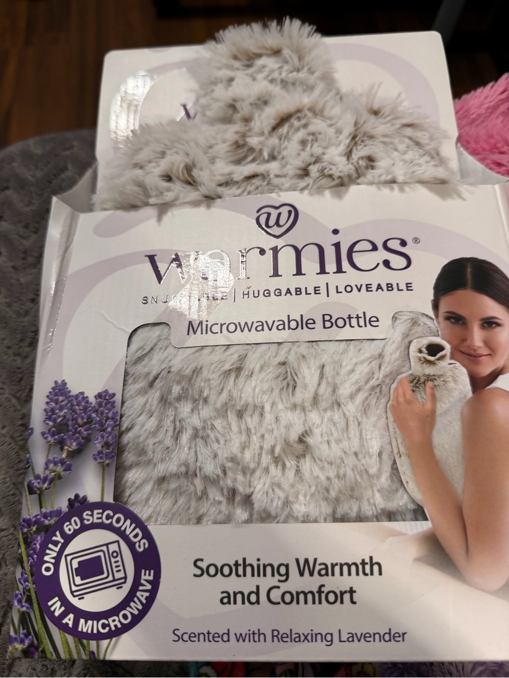 Warmies Microwavable Bottle Plush Gray Lavender Scented Soothing Warmth